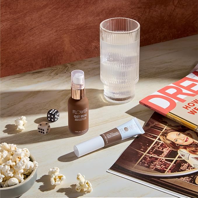 FLOWER BEAUTY By Drew Barrymore Get Real Serum Concealer - Brightens Skin + Blurs Blemishes - Hydrating Serum- Almond-VivaGrace Women