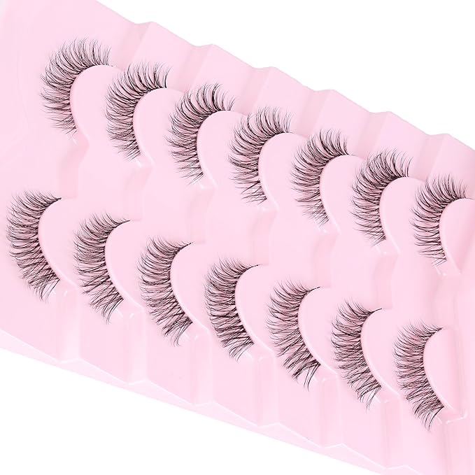 Lashes Natural Look False Eyelashes Wispy 13mm Eye Lashes Pack with Thin Cotton Band C Curl Fake Eyelashes 3D Volume For Daily Siligli Lash 7 Pair-VivaGrace Women