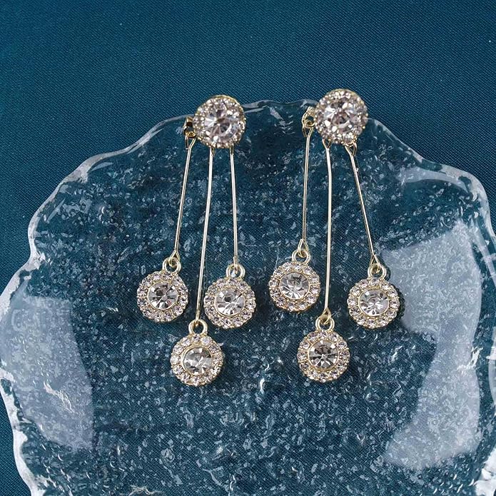 Vintage Crystal Chandelier Drop Earrings Rhinestone Ball Dangle Earrings Gold Rhinestone Stud Earrings Sparkle Bridal Chandelier Earrings Jewelry for Women-VivaGrace Women