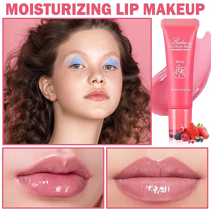 Lip Glowy Balm Moisturizing Lip Balm Plumping Lip Gloss Lip Sleeping Mask Lip Butter Balm Day Night Lip Care Glowy Lip Balm - Berry-VivaGrace Women