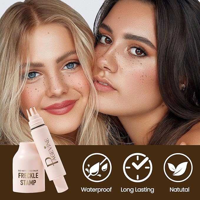 Freckle Stamp Pen, Fake Freckle Stamp Makeup Tool, Faux Freckle Stamp with Quick Dry 5-Point Multi-Prong Soft Tip, Waterproof & Long Lasting Lifelike Sunkissed Face Freckle Makeup (1# Light)-VivaGrace Women