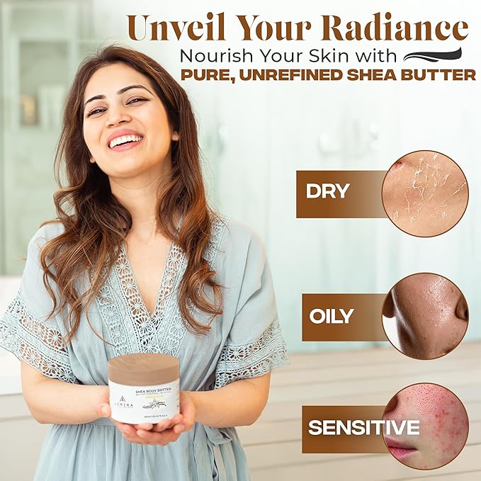 AZMERA Handcrafted Whipped Shea Body Butter – Luxurious Vanilla Bean Scented Moisturizer for Dry, Sensitive Skin, Argan Oil & Vitamin E – Vegan, Non-Greasy Skincare – 8.82 oz-VivaGrace Women