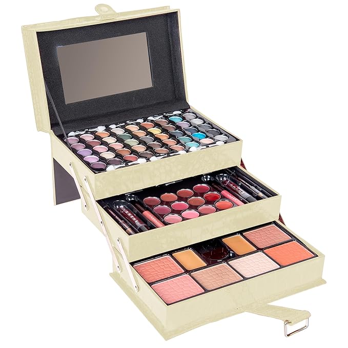 SHANY All In One Makeup Kit (Eyeshadow, Blushes, Face Powder, Lipstick, Eye liners, Makeup Pencils and Makeup Mirror - Makeup Set With Reusable Makeup Storage Box - White-VivaGrace Women