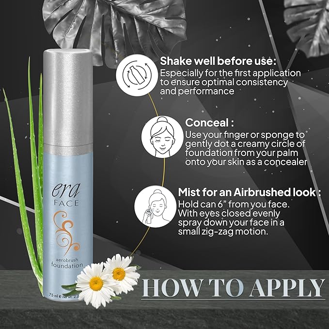 ERA Face spray makeup (R8 Amber, 2.25 oz) - airbrush foundation, everyday, buildable, professional spray on cosmetics by Era Beauty-VivaGrace Women