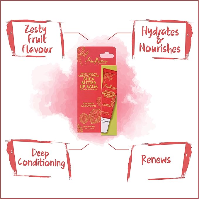 Shea Moisture Fruit Fusion Coconut Water Butter Lip Balm Care for Unisex, 0.5 Ounce-VivaGrace Women