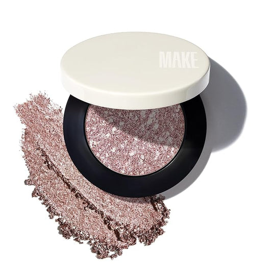 MAKE Beauty Multi-Chromatic Eye Shadow. Metal Reflecting Luminous Foil Finish Creamy, Buildable, Dimensional Long-wear, Crease-proof Powder Eyeshadow, Multichrome Shade - Gleam, Rose Gold-VivaGrace Women