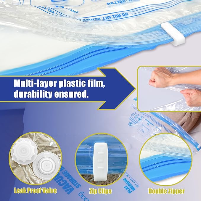 Travel Vacuum Bags with Electric Pump for Luggage and Suitcase, Vacuum Seal Compression Packing Bags for Clothes Clothing, Combo 18 Pack-VivaGrace Women