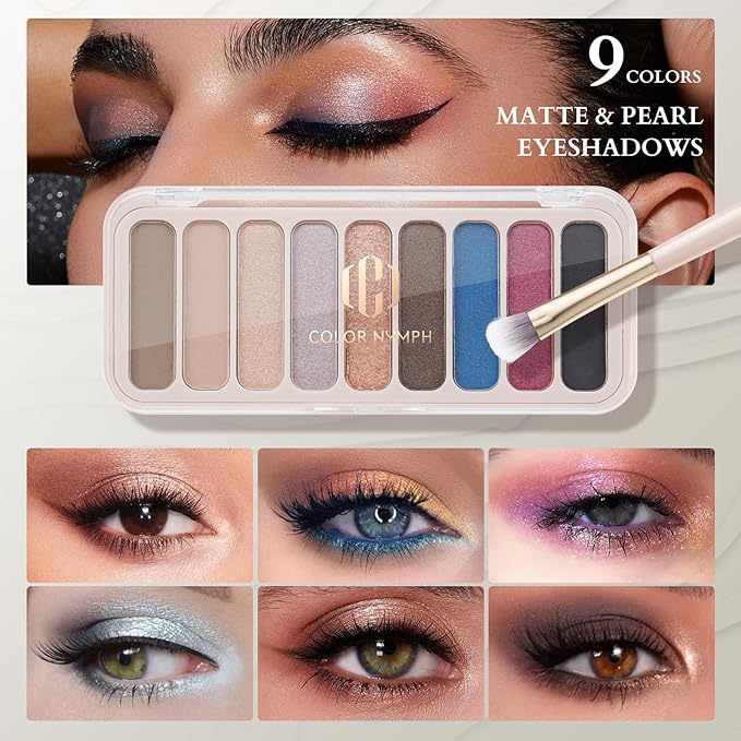 Color Nymph Girls Makeup Kit for Teens Girls with Cosmetic Bag, Full Face Makeup Kit For Women included 9 Color Eyeshadow Palette Concealer Liquid Blush Eyeliner Lipgloss-VivaGrace Women