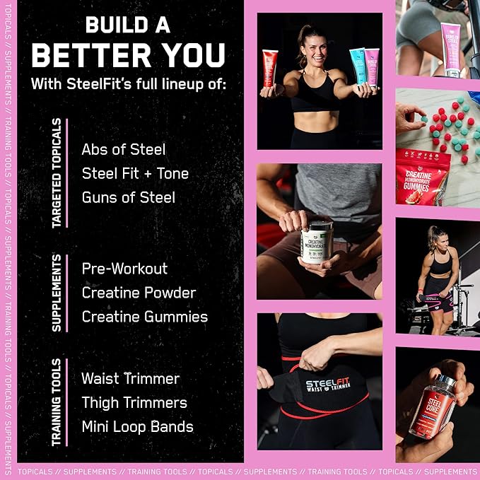 SteelFit Maximum Toning Cellulite Cream, Buns of Steel - Skin Firming & Tightening Body Lotion with Caffeine for Stretch Marks - Anti-Cellulite Remover Treatment for Booty, Thighs, Legs & Glutes-VivaGrace Women