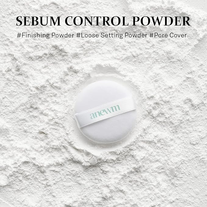 SAAT INSIGHT Anewm Sebum Control Drying Powder 5g - Oil Control Powder for Long-Lasting Clean Skin, Sebum Control Blotting Powder to Provide Transparent Makeup Finish, and Blur Fine Lines & Pores-VivaGrace Women
