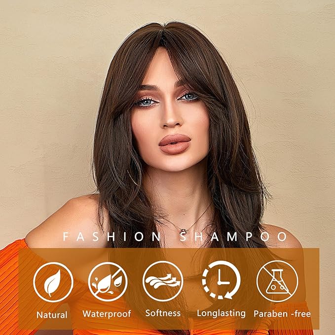 Chestnut Brown Hair Dye Shampoo with Argan Oil for Men & Women, 3 in 1 Semi-Permanent Formula, 16.9 Fl oz - Easy to Use, Covers Gray Hair-VivaGrace Women