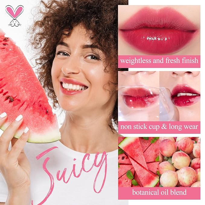 Lip Tint Stain Set, Korean Water Tint Lightweight Non-sticky, Waterproof Long Lasting Liquid Blush & Lip Stain, Transfer-Proof, Matte Finish Lip Color Makeup (juicy)-VivaGrace Women