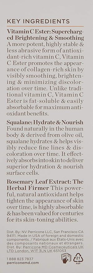 Perricone MD Vitamin C Ester Brightening Serum 1 Fl Oz (Pack of 1)-VivaGrace Women