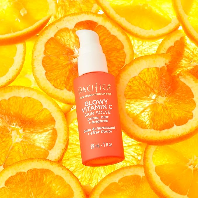 Pacifica Beauty Glow Baby Brightening Setting Mist & Glowy Vitamin C Skin Solve Set, Skincare, Suncare, SPF 45, UVA/UVB, Blue Light Protection, Primer, Vegan, 1.7 fl oz and 1 fl oz (Set of 2)-VivaGrace Women