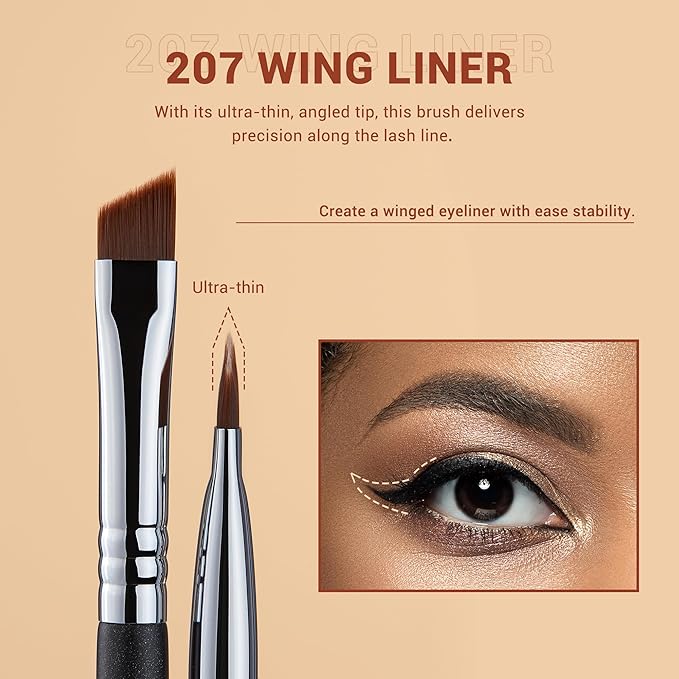 Jessup Angled Eyeliner Brush Set,3pcs Pro Precision Eye Liner Brush Fine Winged Ultra Thin Slanted Gel Liquid EyeLiner Makeup Brushes, Black T345-VivaGrace Women