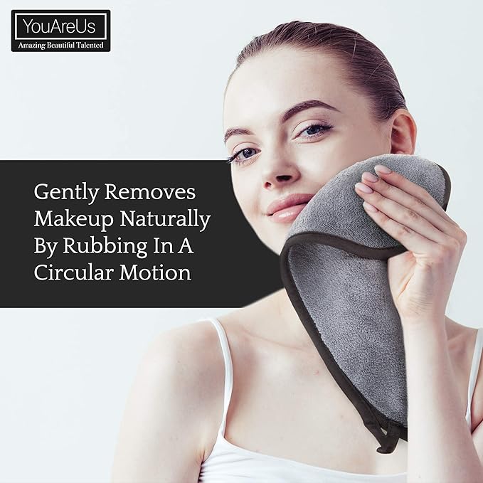 Makeup Remover Cloth Towel Set, 𝟯 𝗣𝗮𝗰𝗸 𝗮𝗹𝘀𝗼 𝗶𝗻𝗰𝗹𝘂𝗱𝗲𝘀 𝗦𝗽𝗮 𝗛𝗲𝗮𝗱𝗯𝗮𝗻𝗱 𝗮𝗻𝗱 𝗖𝗼𝘀𝗺𝗲𝘁𝗶𝗰 𝗕𝗮𝗴, by YouAreUs. Microfiber Cloth, Leaving Skin Feeling Cleaner!