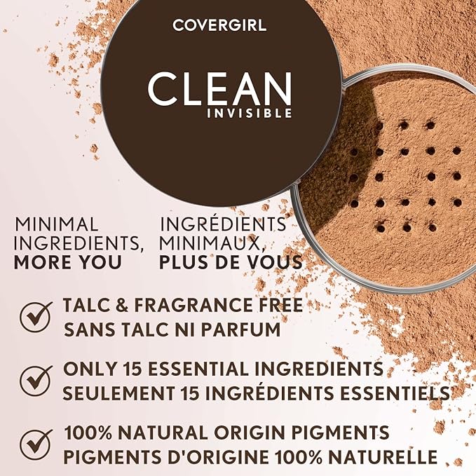 COVERGIRL Clean Invisible Loose Powder - Loose Powder, Setting Powder, Vegan Formula - Translucent Light, 20g (0.7 oz)-VivaGrace Women