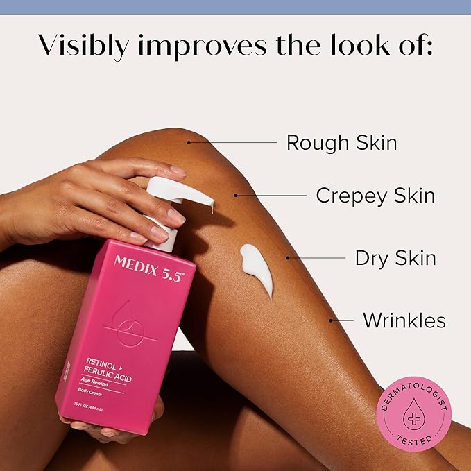 Medix 5.5 Retinol Body Lotion Firming Moisturizer | Crepey Skincare Treatment | Retinol Body Cream | Anti Aging Firming Cream For Women Targets Look Of Crepe Skin, Wrinkles, & Sagging Skin, 2-Pack-VivaGrace Women