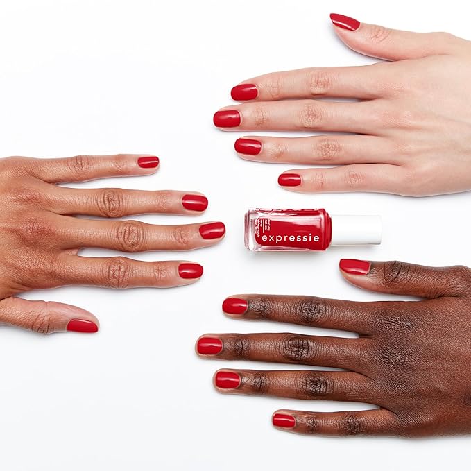 Essie expressie, Quick-Dry Nail Polish, 8-Free Vegan, Blue Toned Red, Seize The Minute, 0.33 fl oz