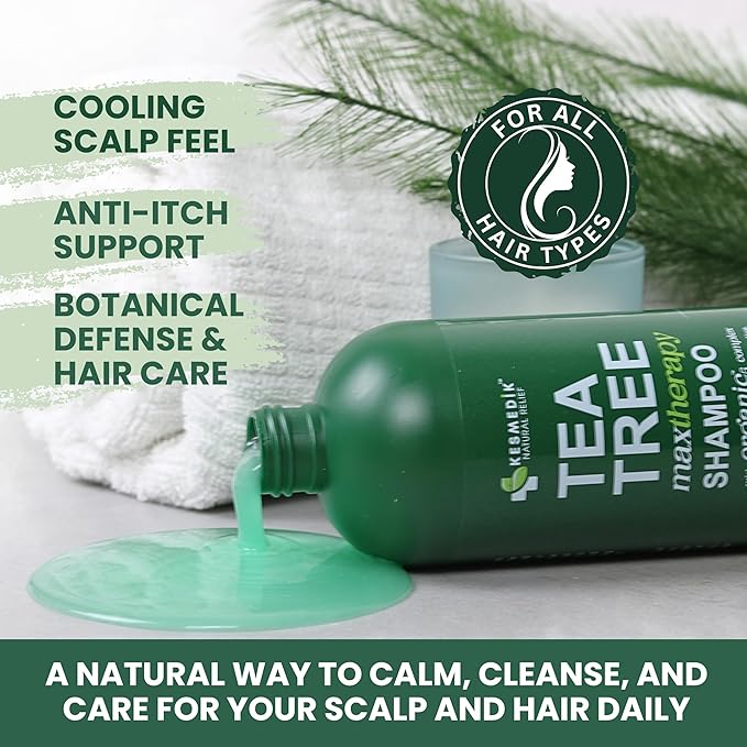 Tea Tree Oil Shampoo MaxTherapy, Itchy Scalp Relief, Refreshes & Cleanses Dandruff & Buildup, Clarifying for Oily Hair, Women & Men, 16 fl oz-VivaGrace Women