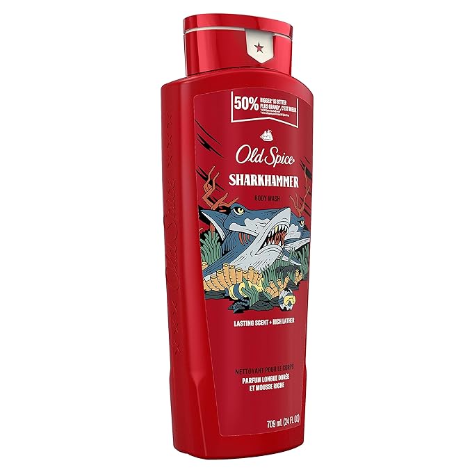 Old Spice Body Wash for Men, Sharkhammer, Long Lasting Lather, 24 fl oz (Pack of 4)-VivaGrace Women