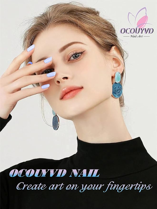 OCOUYVD Flower Fake Nails Extra Short Press on Nails Square Cute Blue False Nails with Small Floral Designs Acrylic Nails Spring Press on Nails Glossy Artificial Nails for Women Manicure