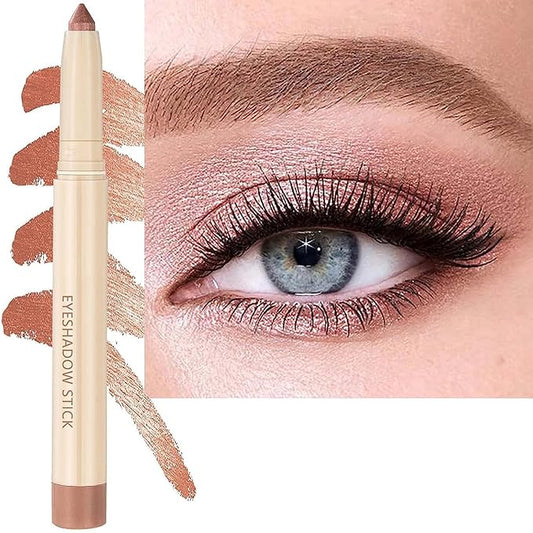 Rose Gold Eyeshadow Stick, Smooth Cream Shimmer Eyeshadow Pencil, Waterproof Long Lasting High Pigmented Hypoallergenic Eye Shadow Highlighter Stick Create Multi-Dimension Eyes Look(15# Rose Gold)-VivaGrace Women