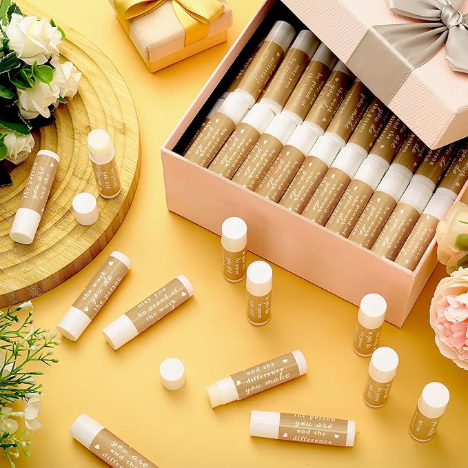 Demissle Thank You Gifts for Coworker Lip Balm Bulk Set Inspirational Appreciation Gifts Leaving Farewell Gifts Vanilla Ingredients Lips Care Products for Friends Teacher Worker Employee (100 Pcs)-VivaGrace Women