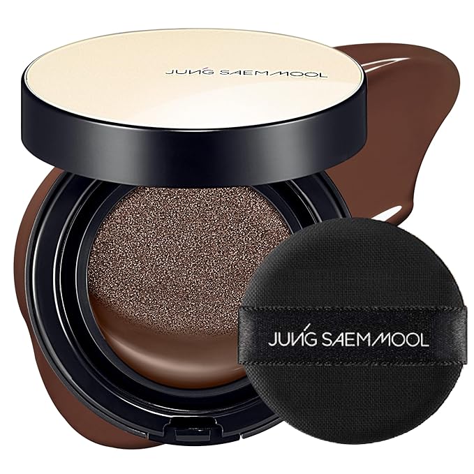 JUNG SAEM MOOL Essential Skin Nuder Cushion 42C Deep Cacao 0.49 Fl Oz, No Refill, Natural Radiant Finish Cushion Foundation with Buildable Coverage, Lightweight Texture, Korean Foundation Makeup-VivaGrace Women