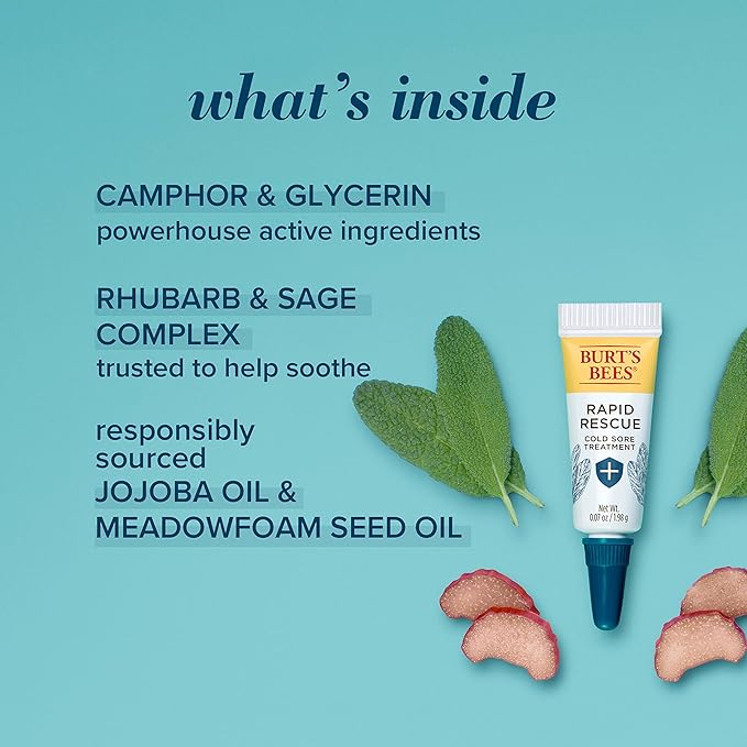 Burt's Bees Cold Sore Treatment and Medicated Lip Balm, College Back to School Dorm Essentials, With Menthol and Eucalyptus Oil, Natural Origin Skincare, 2 Tubes, 0.07 oz./0.15 oz.-VivaGrace Women