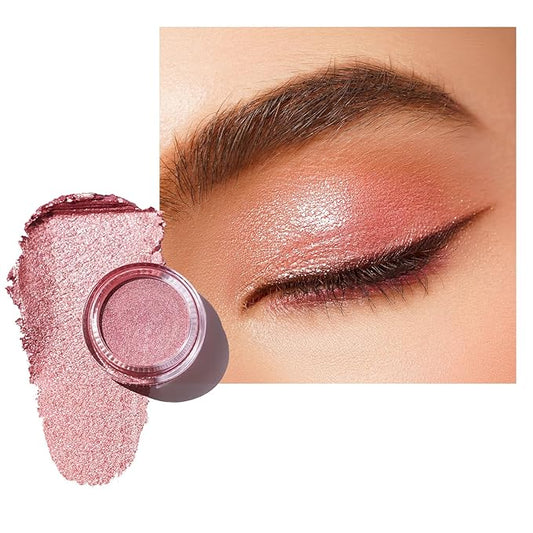 Oulac Pink Cream Eyeshadow also for Highlighter Large Capacity Highly Pigmented Eye Shadow Waterproof &Long Lasting with Moisturizing Formula, Shimmer Glitter Eye Makeup. 6g.(18)-VivaGrace Women