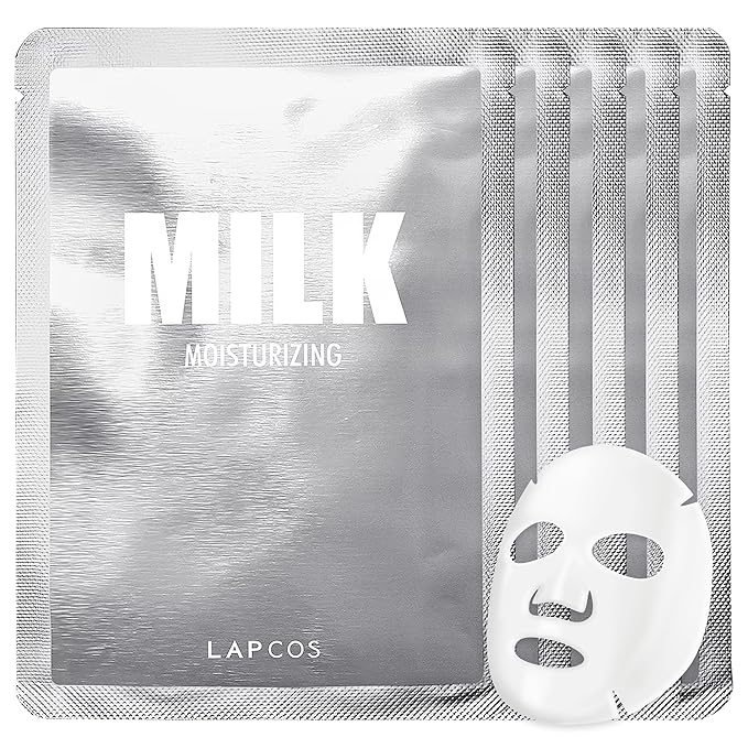 LAPCOS Milk Sheet Mask, Moisturizing Daily Face Mask to Replenish and Restore Dry Skin, Korean Beauty Favorite, 5-Pack-VivaGrace Women