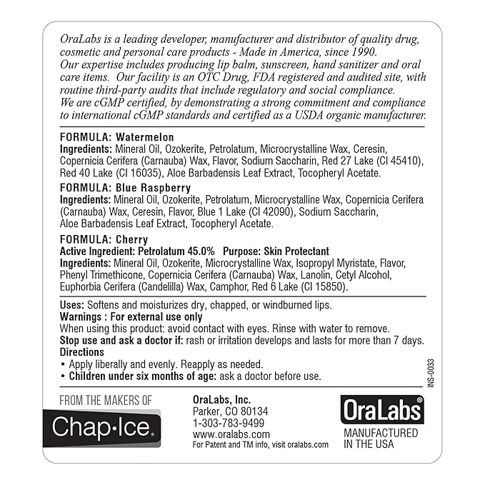 Chap-Ice | Blank Lip Balm Tubes - Filled With Various Flavors (Blue Raspberry)-VivaGrace Women