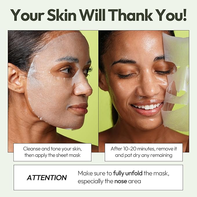 LAPCOS Aloe Sheet Mask, Daily Face Mask with Cucumber and Aloe Gel to Calm and Moisturize Skin, Korean Beauty Favorite, 5-Pack-VivaGrace Women