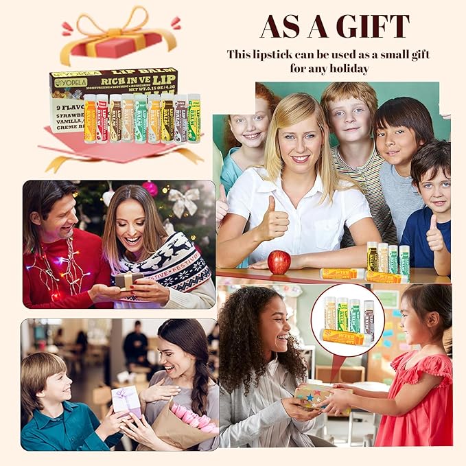 Lip Balm Variety Pack - 9 Delicious Flavors - Natural Lip Balm in Bulk with Vitamin E and Coconut Oil - Moisturizing, Soothing, and Repairing Dry and Chapped Lips-VivaGrace Women