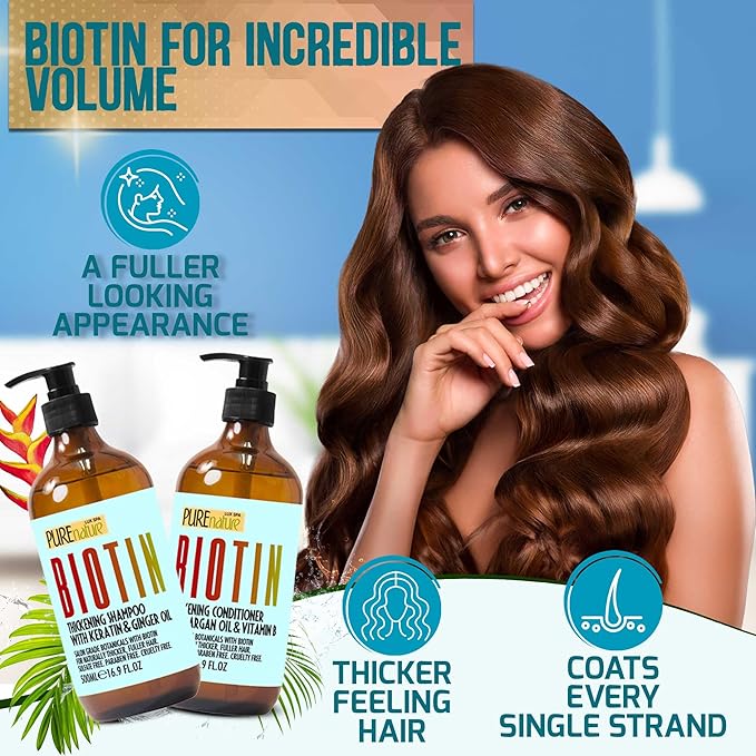Biotin Shampoo and Conditioner Set - Volume Boosting Formula for Men and Women to Help Thinning Hair - Sulfate and Paraben Free with Thickening Properties - Volumizing Products to Improve Fullness-VivaGrace Women