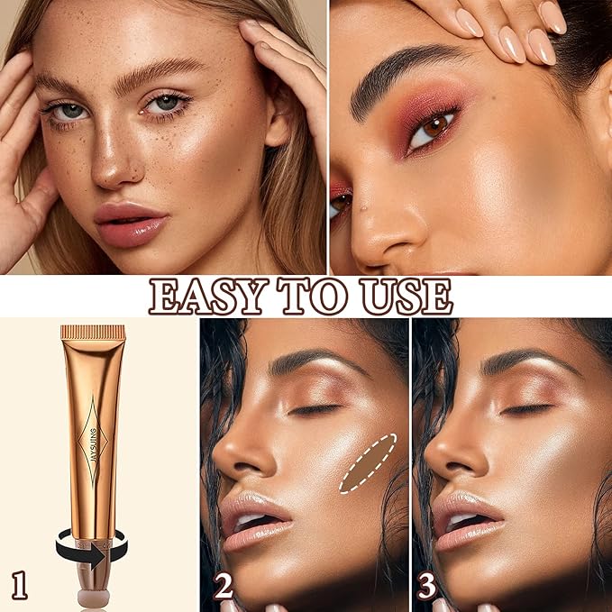 Liquid Contour Beauty Wand,Stick with Cushion Applicator,Cream Contour,Long Lasting Smoothly Moisturizng Silky Contour Stick Face Contouring Stick-VivaGrace Women