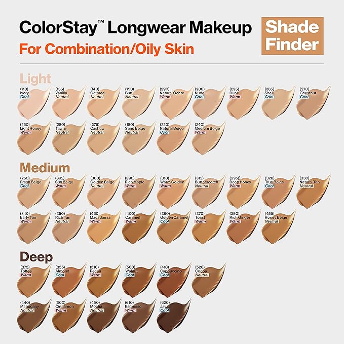 Revlon Liquid Foundation, ColorStay Face Makeup for Combination & Oily Skin, SPF 15, Medium-Full Coverage with Matte Finish, Almond (355), 1.0 oz-VivaGrace Women