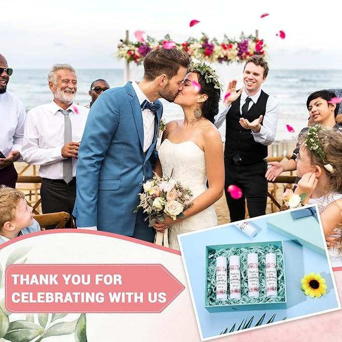 48 Pack SPF 30 Sunscreen Lip Balms Bulk Thank You for Celebrating with Us Sunscreen Care Lip Balm Sticks Wedding Party Favor Baby Bridal Shower Party Supplies Thank You Gifts for Guest-VivaGrace Women
