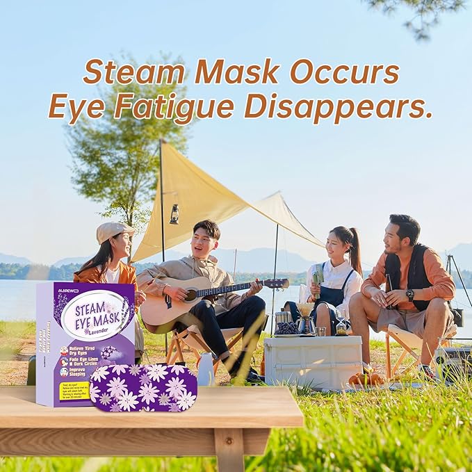 Steam Eye Mask Self Heating Moist Eye Compress Disposable SPA Warm Eye Mask 10 Packs for Dry Eyes, Eye Fatigue, Stress Relief, Soothing Headache Travel Trouble Sleeping(Lavender)-VivaGrace Women