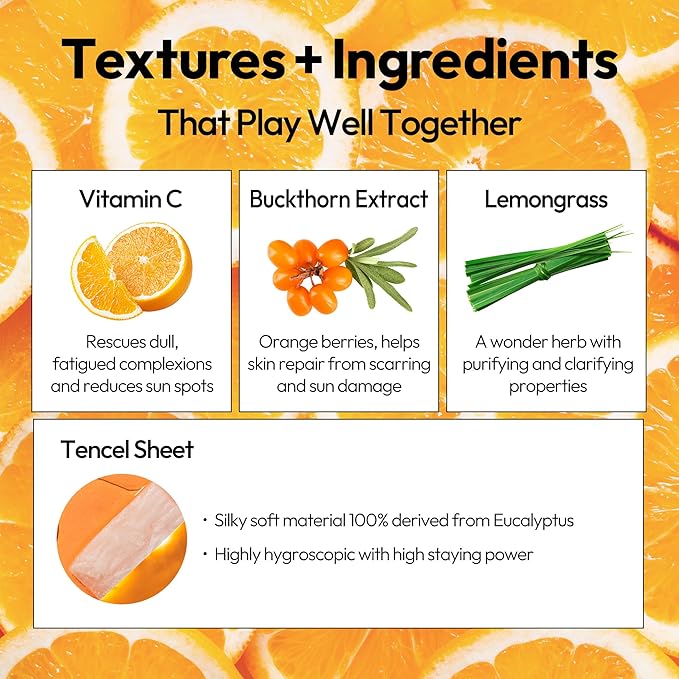 LAPCOS Vita C Sheet Mask, Daily Face Mask with Vitamin C to Renew Skin, Korean Beauty Favorite, 5-Pack-VivaGrace Women