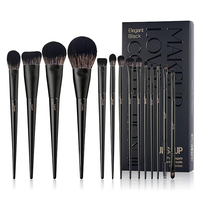 Makeup Brushes Set Jessup Make up Brushes 14Pcs Black Kabuki Foundation Eyeshadow Contour Concealer Powder Eyeliner Crease Eyebrow Blending Brush, T336-VivaGrace Women