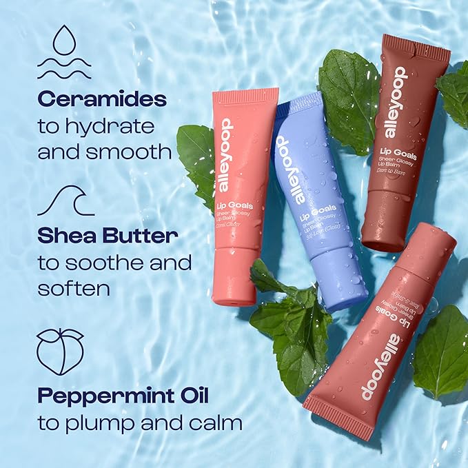 Alleyoop Glossy Lip Balm - Lip Goals, Dare to Bare (Sheer Rosy Brown) - Hydrating & Moisturizing Lip Care for Cracked Lips - Natural Plumping Lip Moisturizer That Smooths, Soothes, & Protects - Vegan-VivaGrace Women
