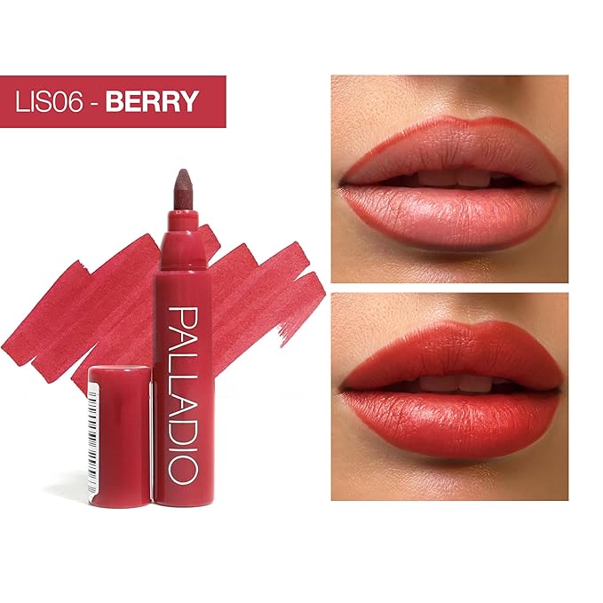 Palladio Lip Stain, Hydrating and Waterproof Formula, Matte Color Look, Longlasting All Day Wear Lip Color, Smudge Proof Natural Finish, Precise Chisel Tip Marker, Berry-VivaGrace Women