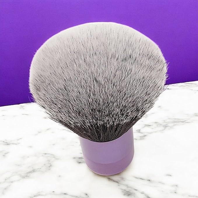 Luxurious and Large Ultra Soft Fluffy Powder Brush, Multipurpose Face, Body, Barber and Beauty Tool, with wooden base Soft Kabuki Brush by BevyGold (Violet)-VivaGrace Women