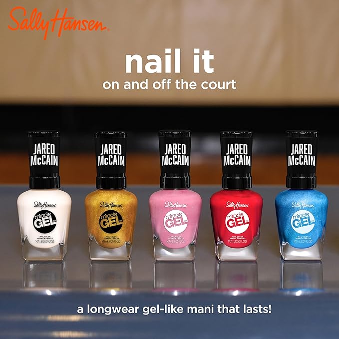 Sally Hansen Miracle Gel™ x Jared McCain, GOAT Gold, Long Lasting, Gel-Like Formula, No UV Lamp Needed, Gold Nail Polish