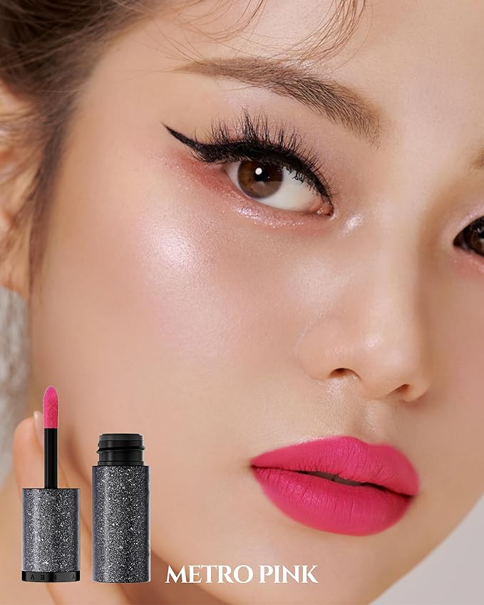 HEVVYMAKEUP Ultra Stay-On Lip Coloring Tint - Vibrant Matte Finish Lip Tint - Long Lasting Airy Weightless Lips with Perfect Fixing - Korean Lip Makeup, Metro Pink, 0.11oz.-VivaGrace Women
