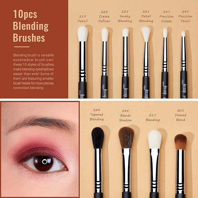 Jessup Eye Makeup Brushes Set Professonal 28pcs Premium Synthetic Eyeshadow Brush Eyeliner Brush Eyebrow Brush Blending Brush for Makeup Black T341-VivaGrace Women