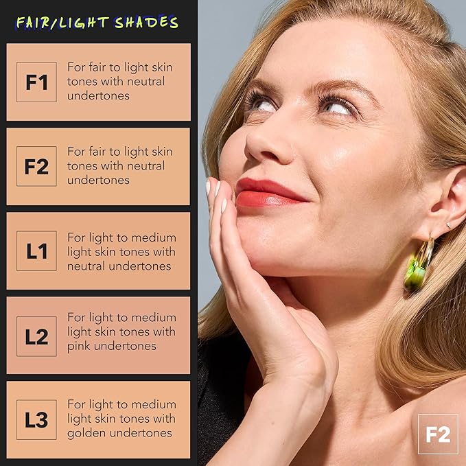 COVER FX Power Play Foundation - Shade F1 - Buildable Full Coverage - Waterproof Sweat-Proof Transfer-Proof - Natural Matte Finish - All Skin Types-VivaGrace Women