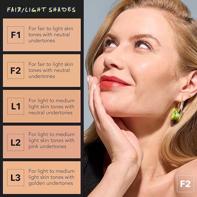 COVER FX Power Play Foundation - Shade F2 - Buildable Full Coverage - Waterproof Sweat-Proof Transfer-Proof - Natural Matte Finish - All Skin Types-VivaGrace Women